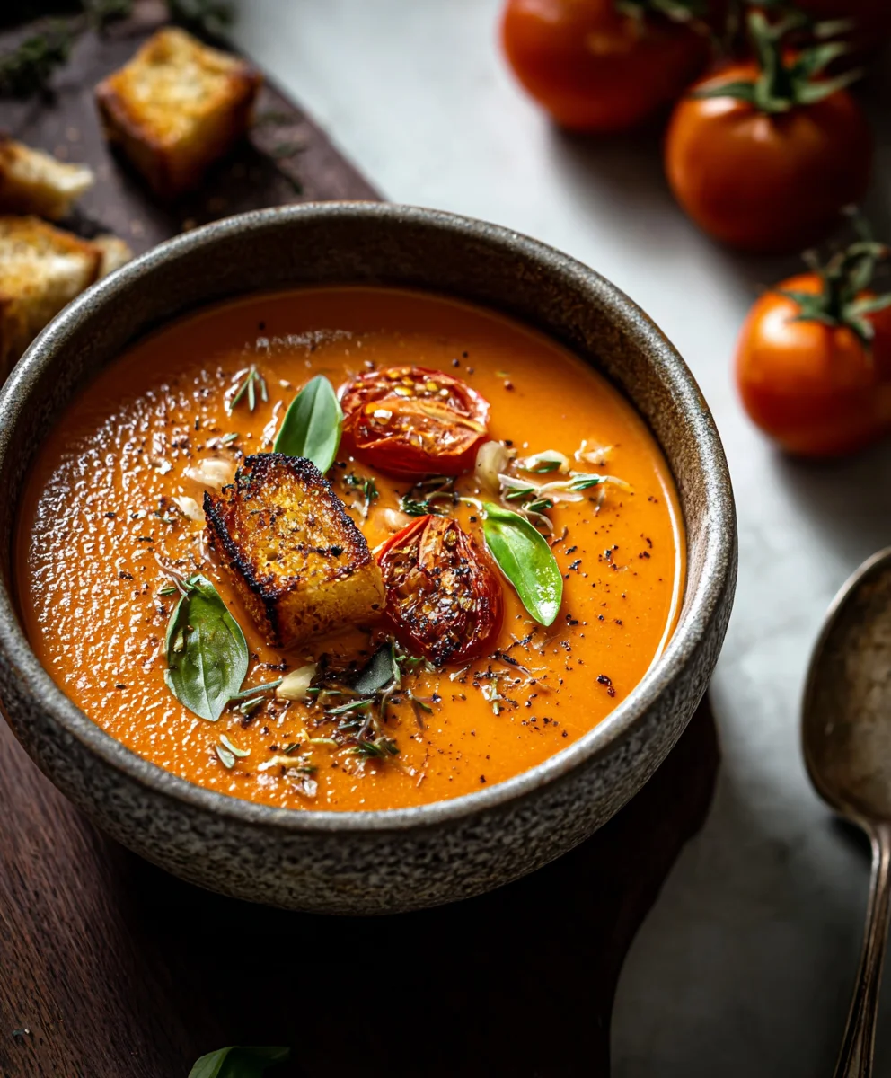 Soupe Tomate Ail Rôti Crémeuse
