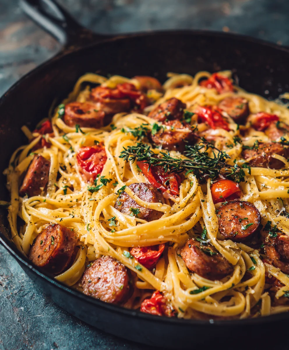 Pâtes Saucisse de Bœuf Cajun Express : Repas Savoureux en Min