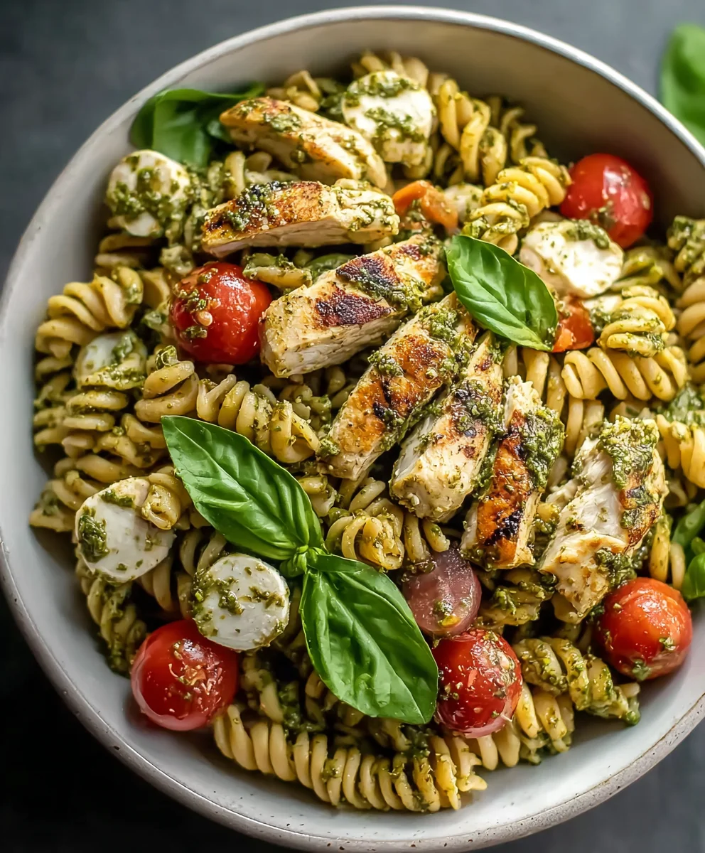Délicieuse Salade de Pâtes Poulet Pesto en Min