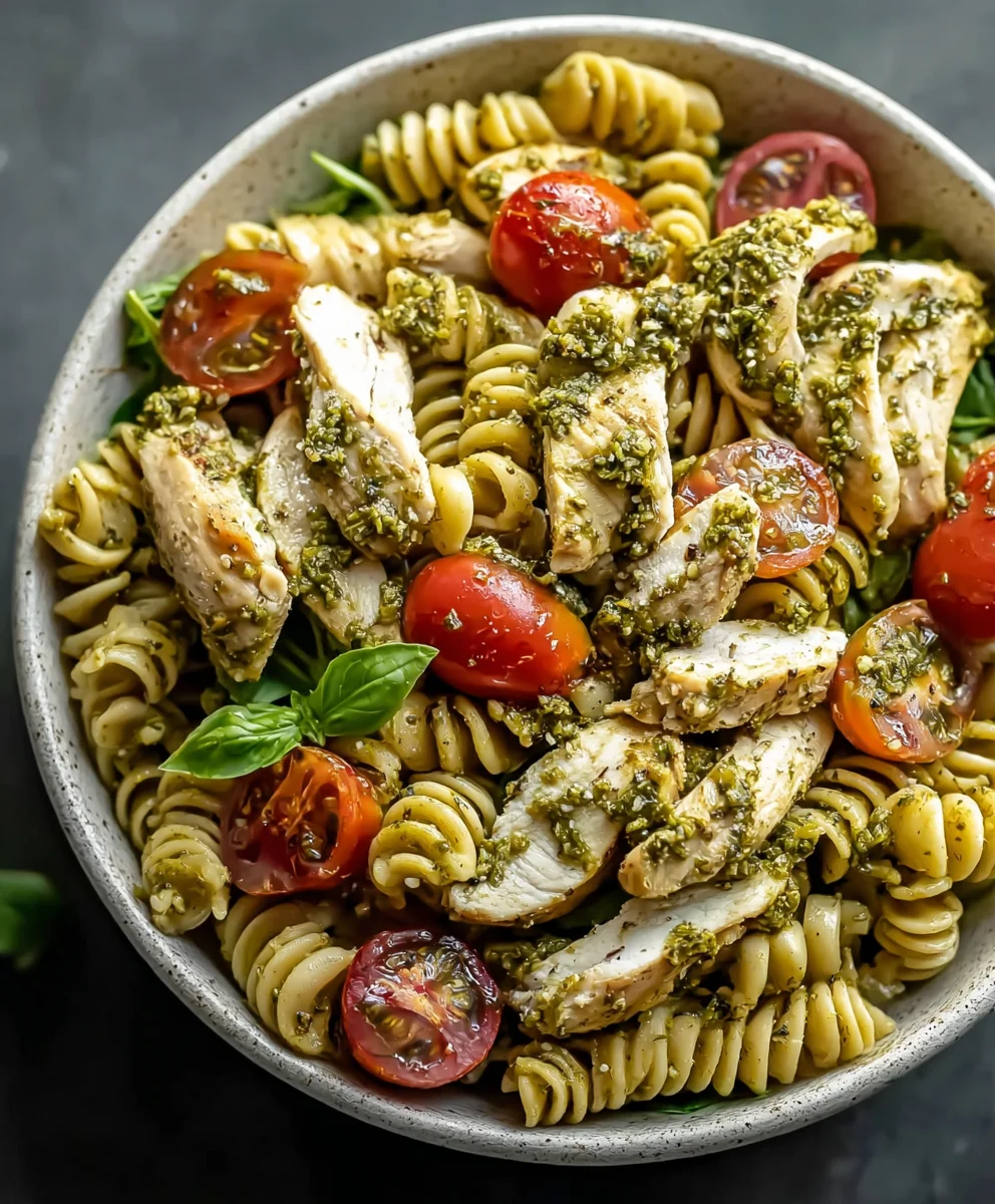 Salade de Pâtes Poulet Pesto : Prête en min !