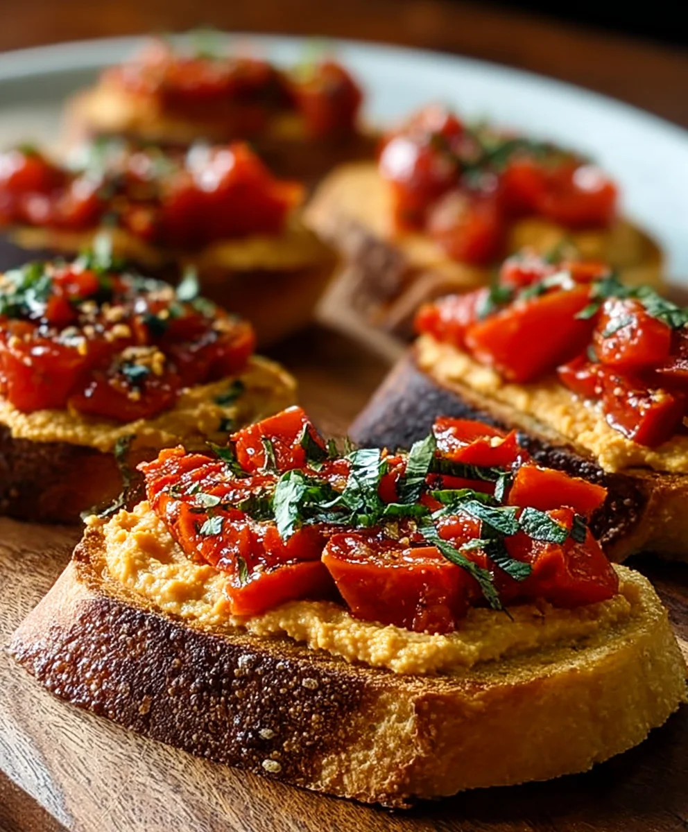 Bruschetta Poivron Rouge Rôti & Houmous : Irrésistible !
