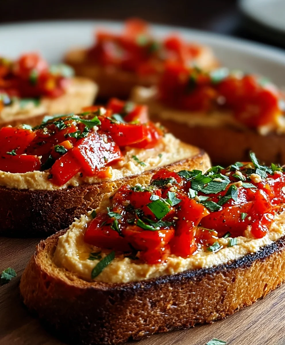 Bruschetta Poivron Rouge Rôti & Houmous : Irrésistible !