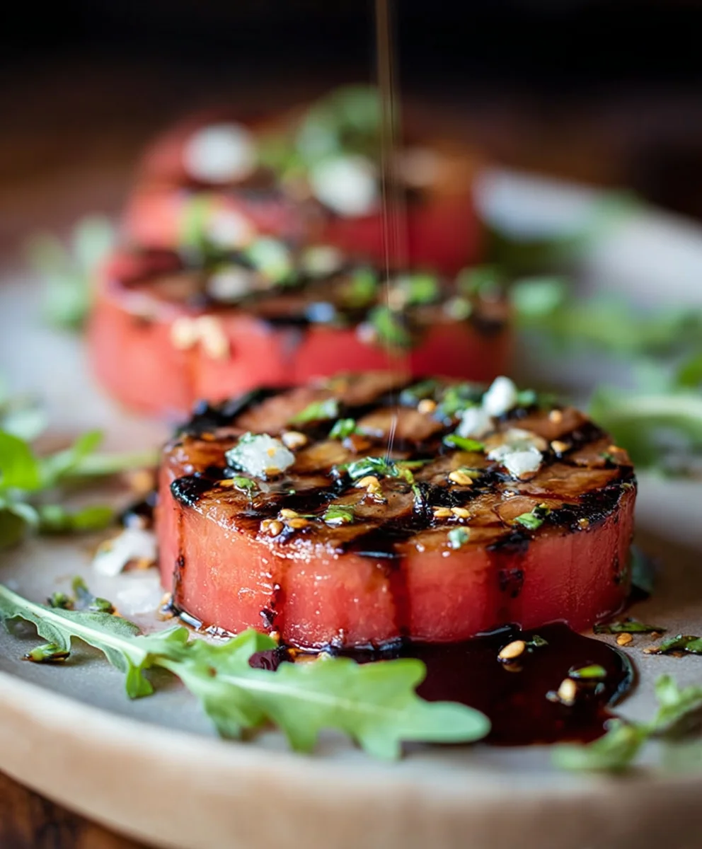 Sizzling Grilled Watermelon Steaks With Balsamic Glaze