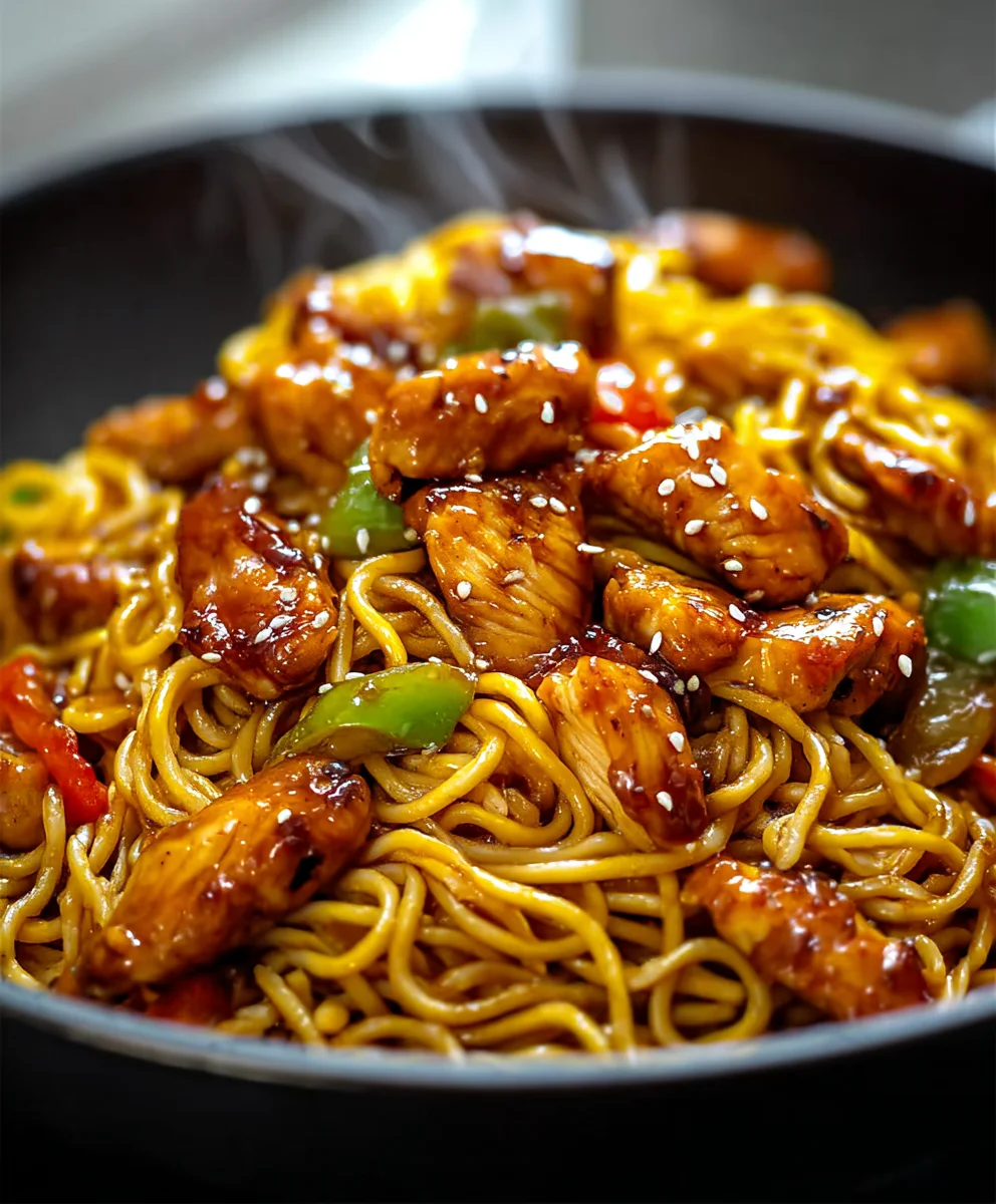 Poulet Caramélisé aux Nouilles Sautées Facile
