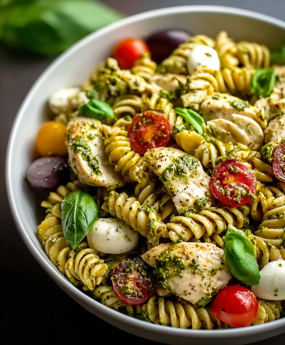 Salade de pâtes poulet pesto facile (25 min)